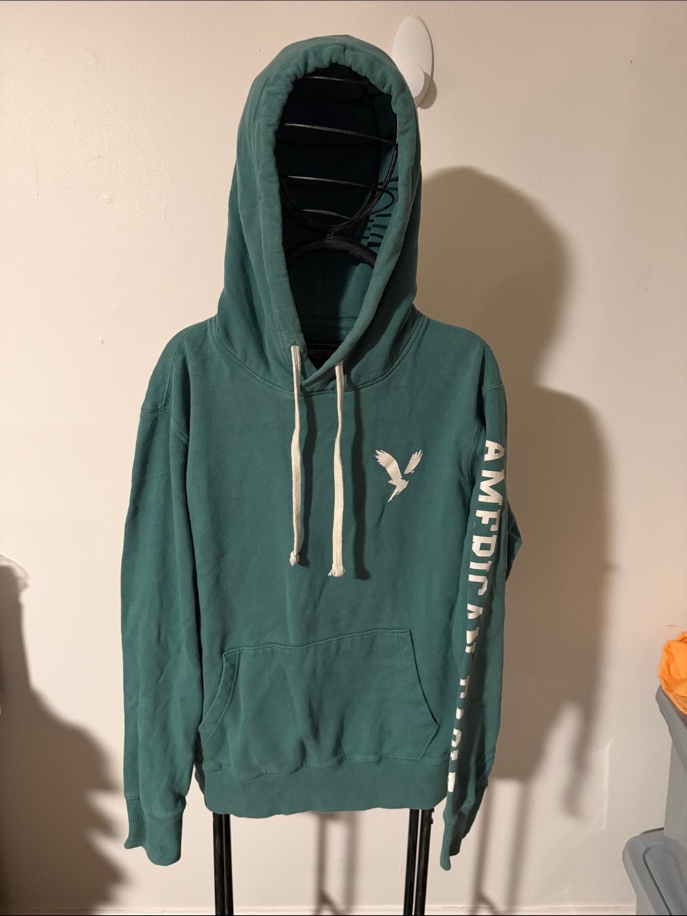 Green tag American Eagle Outfitters Teal Pullover Hoodie with White Logo